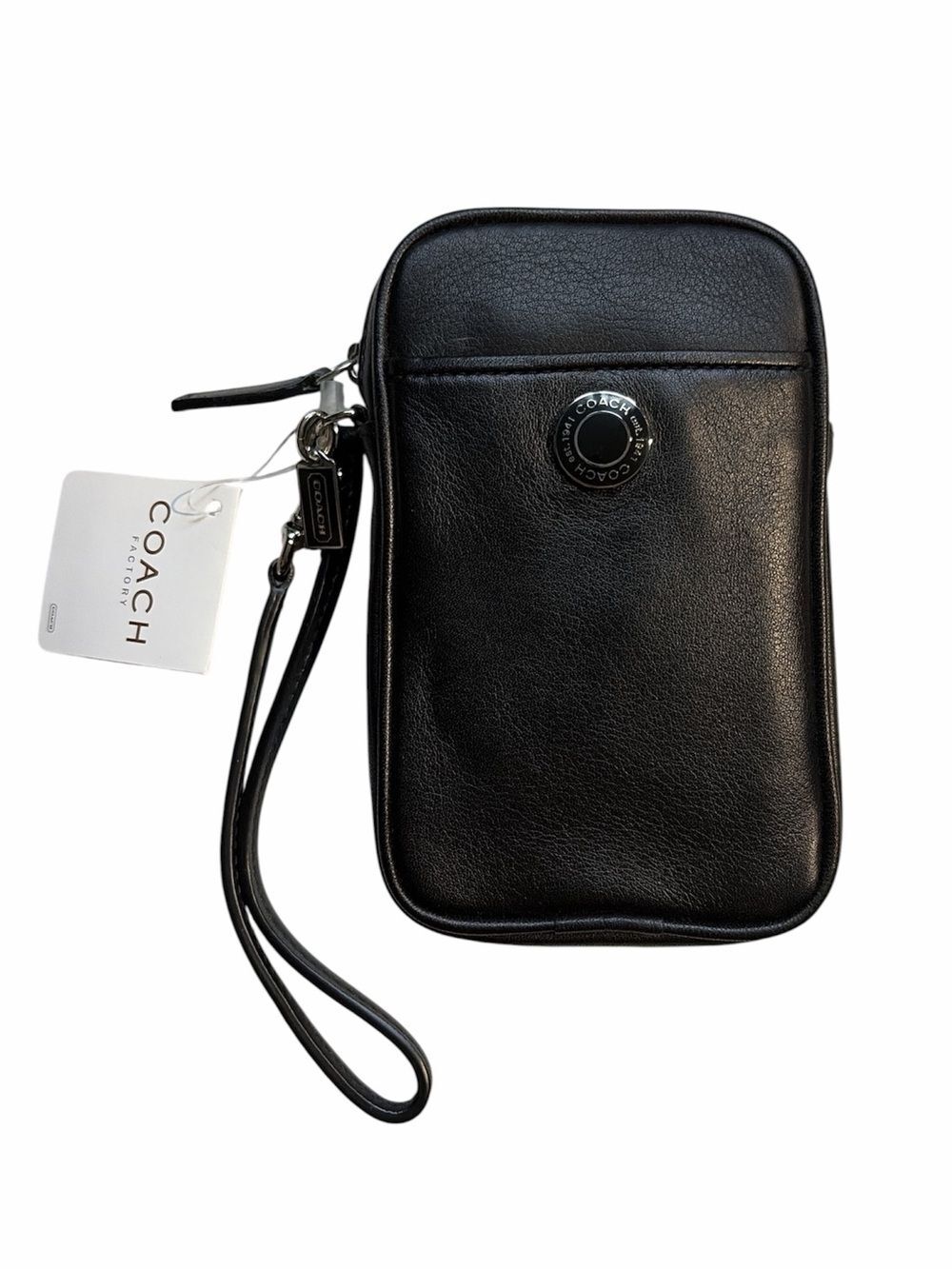 Coach Black Wristlet Phone Pouch Removable Strap PDA Case FS1389